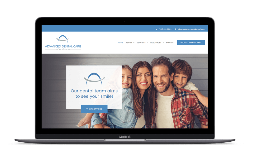 charley grey web design client advanced dental care of anderson mockup