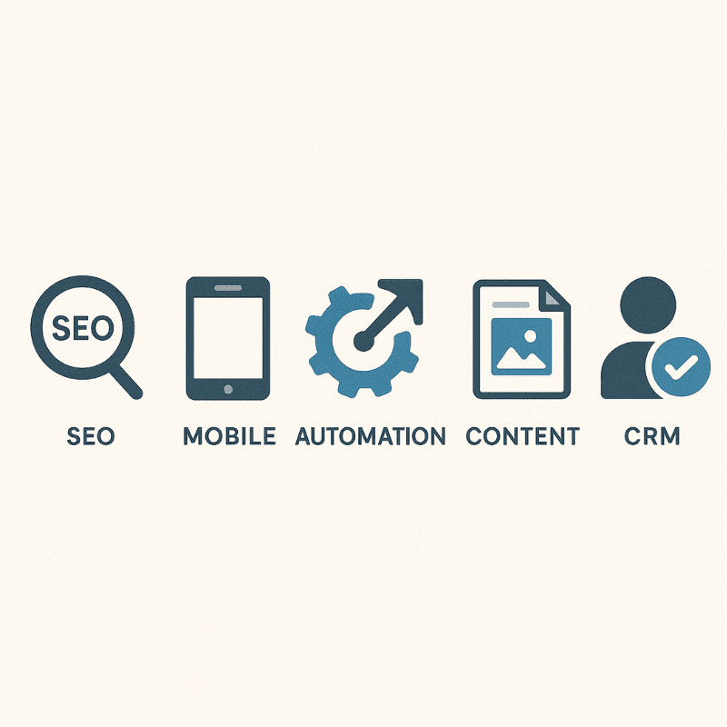 Elements of a Scalable Website, seo, mobile optimization, automation, content, crm Elements of a Scalable Website, seo, mobile optimization, automation, content, crm