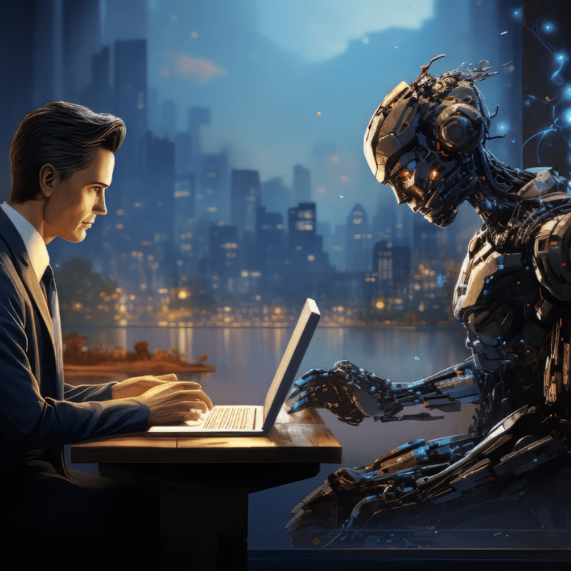 businessman training ai bot